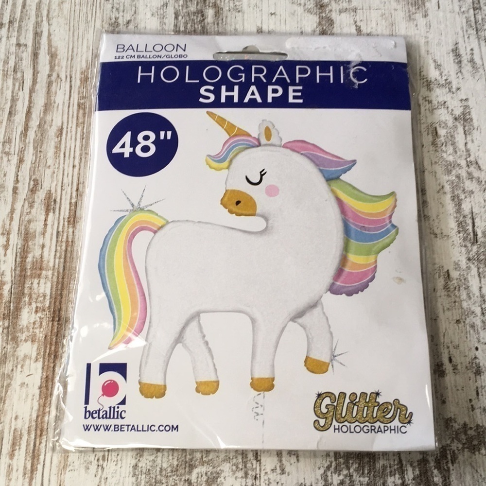 Unicorn Holographic Glitter Balloon 48”